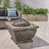 Laraine Outdoor 32" Wood Burning Light-Weight Concrete Square Fire Pit, Grey