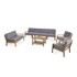 Amaryllis Sectional Sofa Set for Patio | Acacia Wood with Cushions | 4-Piece Sectional with Coffee Table, Loveseat, and Club Chairs | Gray and Dark Gray