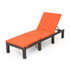Joyce Outdoor Multibrown Wicker Chaise Lounge with Orange Water Resistant Cushion