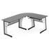 Orion L Shaped Grey Office Desk with a Black Tempered Glass Top