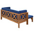Outdoor Patio Extendable Wooden Sofa Set Sectional Furniture Set with Thick Cushions for Balcony Brown Finish-Blue Cushion