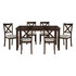 Dark Chery Finish Wooden Dining Set 7pc Dining Table and Beige Side Chairs Transitional Kitchen Breakfast Furniture Set