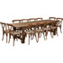 9'x40'' Antique Rustic Folding Farm Table Set-12 Cross Back Chairs and Cushions