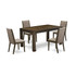 East West Furniture CNLA5-77-16 5-Pc Dinette Set- 4 Dining Room Chairs with Dark Khaki Linen Fabric Seat and Stylish Chair Back - Rectangular Table Top & Wooden 4 Legs - Distressed Jacobean Finish