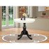 East West Furniture Modern Dining Table - Linen White Table Top and Black Pedestal Leg Finish