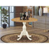 East West Furniture Wooden Dining Table with Drop Leaves - Oak Table Top and Linen White Pedestal Leg Finish