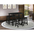 East West Furniture 4 Piece Dining Room Table Sets Includes a Wood Dining Table, 2 Kitchen Stools with a Mid Century Modern Bench - Wire brushed Black Finish