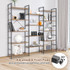 Large Triple Wide Floor Standing Bookcase Display Shelf with Metal Frame