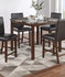 Classic Stylish Espresso Finish 5pc Counter Height Dining Set Kitchen Dinette Faux Marble Top Table and 4x High Chairs Faux Leather Cushions Seats Dining Room