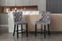 Velvet Upholstered Barstools with Button Tufted Decoration and Wooden Legs, Set of 2