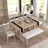6-Piece Rubber Wood Dining Table Set, Natural Wood Wash