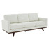 LeisureMod Chester Modern Leather Sofa With Birch Wood Base, White