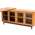 66.5" Modern L-shaped Executive Desk with delicate tempered glass Cabinet Storage, Large Office Desk with Drawers, Teak