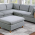 Living Room 6pc Modular Sofa Set Light Grey 