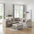 Beige Fabric Reversible Sectional Sofa with USB Console and Ottoman
