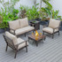 LeisureMod Walbrooke Modern Brown Patio Conversation With Square Fire Pit & Tank Holder, Beige