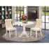 3 Piece Dining Table Set Contains a Round Kitchen Table with Dropleaf