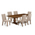 7-pc dining set with Chairs Legs and Clay Linen Fabric