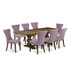 9-pieces dining table set with Chairs Legs and Dahlia Linen Fabric
