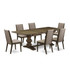 7-pc dining set with Chairs Legs and Dark Khaki Linen Fabric