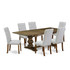 7-pc dining table set with Chairs Legs and Modern Gray Linen Fabric