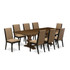 9-piece dinette set with Chairs Legs and Light Sable Linen Fabric