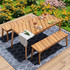 Outdoor 3 Pieces Acacia Wood Table Bench Dining Set 