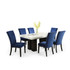 Camila Rectangle Dining Set 7pc - Blue Velvet Chairs