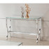 Saide Rectangular Sofa Table with Mirrored Shelf Chrome