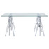 Statham Glass Top Adjustable Writing Desk Clear and Chrome