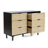 Black and Brown Wood 6-Drawer Rattan Dresser