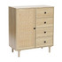 White Oak Finish Wood and Rattan 1-Door 4-Drawer Storage Cabinet