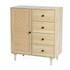 White Oak Finish Wood and Rattan 1-Door 4-Drawer Storage Cabinet