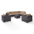 Biscayne 7Pc Outdoor Wicker Sectional Set Mocha/Brown - Armless Chair, Coffee Table, Ottoman, 2 Loveseats, & 2 Arm Chairs