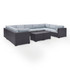 Biscayne 7Pc Outdoor Wicker Sectional Set Mist/Brown - Armless Chair, 4 Loveseats, & 2 Coffee Tables