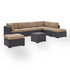Biscayne 6Pc Outdoor Wicker Sectional Set Mocha/Brown - Armless Chair, Coffee Table, 2 Loveseats, & 2 Ottomans