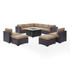 Biscayne 8Pc Outdoor Wicker Sectional Set W/Fire Table Mocha/Brown - 3 Loveseats, 2 Armless Chairs, 2 Ottomans, & Tucson Fire Table