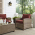 Bradenton 4Pc Outdoor Wicker Conversation Set Sangria/Weathered Brown - Loveseat, Coffee Table, & 2 Arm Chairs
