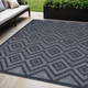 High Quality Indoor Outdoor 5' X 7' Blue Area Rug Blue Jacquard Rectangle Pattern for Living Room Bedroom