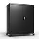 Metal Storage Cabinet with Locking Doors Steel Storage Cabinet with Wheels Suit for Home Office 1 Adjustable Shelf for Files