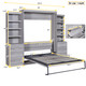 Gray Full-Size Murphy Bed with Practical Storage Drawers and Shelves