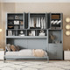 Twin Size Murphy Bed With Closet Drawers and Desk in Grey Color