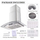 Range Hood 30 Inch, Tieasy Wall Mount Kitchen Hood with Ducted/Ductless Convertible Duct, Tempered Glass,Touch Control,LED Light