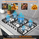 30 Inch Bulit-In Gas Cooktop with Griddle, Max 48300BTU Gas Stove Top, 304 Stainless Steel Panel, NG/LPG Convertible,