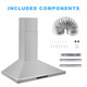 Range Hood 30 Inch, Vent Hoods 30 Inch Stainless Steel, 450 CFM Kitchen Hood with LED Light , 3 Speed Exhaust Fan,Touch Control