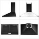 Black Range Hood 30 Inch,Hood Vents for Kitchen with ,Vent Hoods 30 Inch,Wall Mount Ductless Range Hood with LED Light