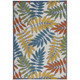 4' X 6' Indoor Outdoor Area Rug Ivory Yellow Orange Green and Blue Botanical Leaves