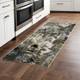 Abstract Power Loom Runner Rug Stain Resistant with Grey Gold Blue Orange Beige Brown Colors