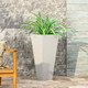 Outdoor Modern MGO Cast Stone Planter, White