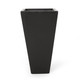 13" Outdoor Modern Cast Stone Planter, Black